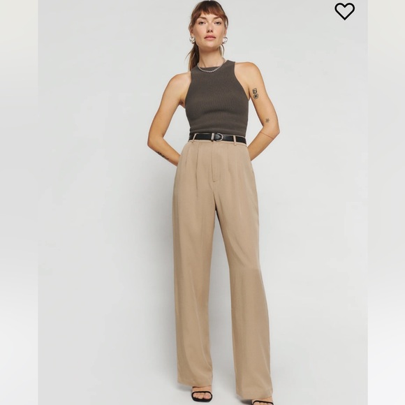 Reformation Pants - Reformation High-Waist Straight Leg Pants in Beige